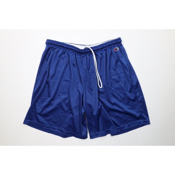 Vintage Y2K Champion Mens 2XL XXL Classic Logo Above Knee Mesh Shorts Royal Blue - Picture 1 of 11